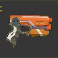 NERF Elite Orange And Gray Pistol Style Toy Blaster With White Stripes And Lightning Pattern
