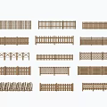 Various Wooden Fence Designs With Slatted Lattice Cross And Decorative Patterns