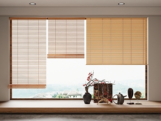 new bamboo curtain rolling curtain 3d model