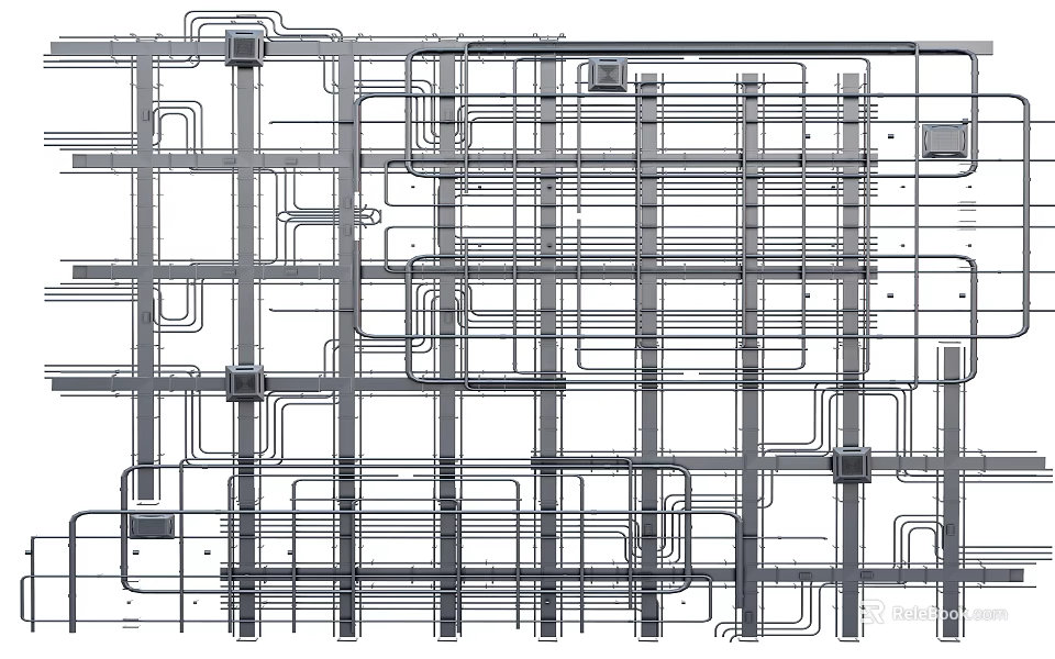 Ceiling Grid Frame Structure Design with Line Patterns and Installation Details 3d model 