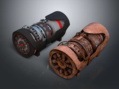 Vintage and Modern Mechanical Equipment with Metal Gears and Rusty Surfaces 3d model