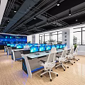 Modern monitoring room Command control room Dispatching command center Monitoring hall Command hall Office desks and chairs 3d model