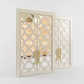 Elegant Modern Swing Door With Geometric Pattern Glass And Golden Handles