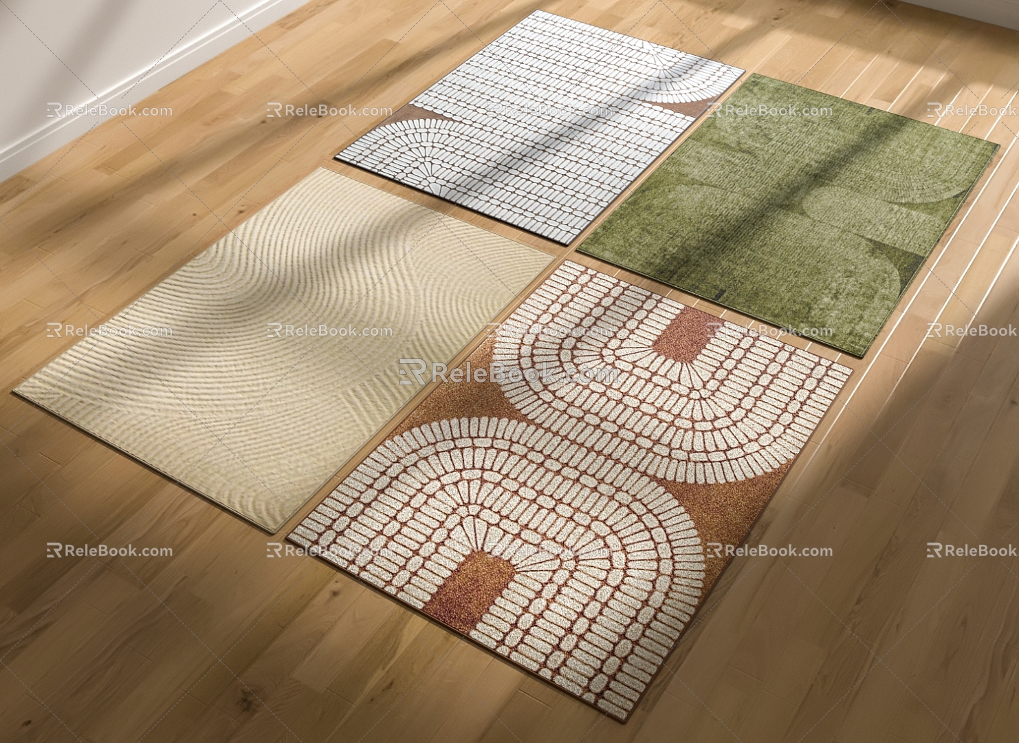 Modern Square Carpet Pattern Carpet 3d model