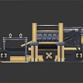 Mechanical Architectural Structure With Yellow Blue Frames And Platform Design