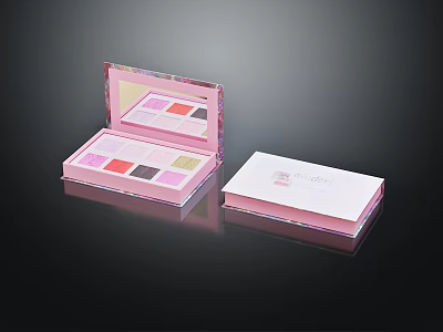 The Face Shop Pink Cosmetics Open Eyeshadow Palette With Multiple Colors And Packaging Box 3d model