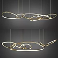 Modern Golden Chandelier with Intertwined Curved Rings for Stylish Interior Design
