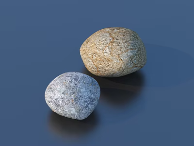 Two Different Sized Rockery Stones With Natural Texture Various Colors And Smooth Surface 3d model
