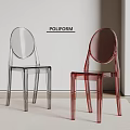 Elegant POLIFORM Transparent And Red Acrylic Dining Chairs In Minimalist Room