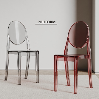 poliform Modern Transparent Chair Dining Chair Leisure Chair 3d model