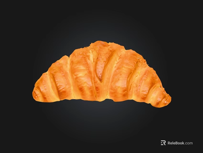 Golden Flaky Croissant Freshly Baked with Buttery Layers and Crispy Texture 3d model 