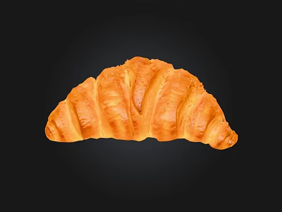 Golden Flaky Croissant Freshly Baked with Buttery Layers and Crispy Texture 3d model