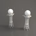 White Spherical Radar Towers With Metal Frame And Antennas On Top