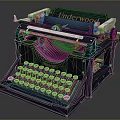 Vintage Underwood Dark Blue Typewriter With Retro Design And Round Keys