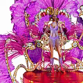 Vibrant Photo Spot with Purple Feathers Ornate Decorations Red Platform and Golden Details