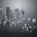Modern Office Building Models With Various Urban Architectural Designs And Glass Facades