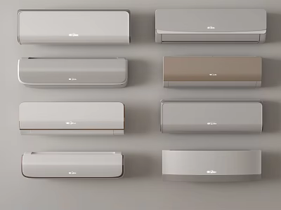 Various Modern Air Conditioner Fans with Different Designs and Neutral Colors 3d model