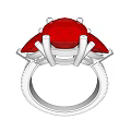 Elegant Red Gemstone Rings With Silver Band And Delicate Three Stone Design