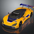 Yellow And Blue Racing Car With Rear Wing Number 23 Pirelli Logo Sleek Design