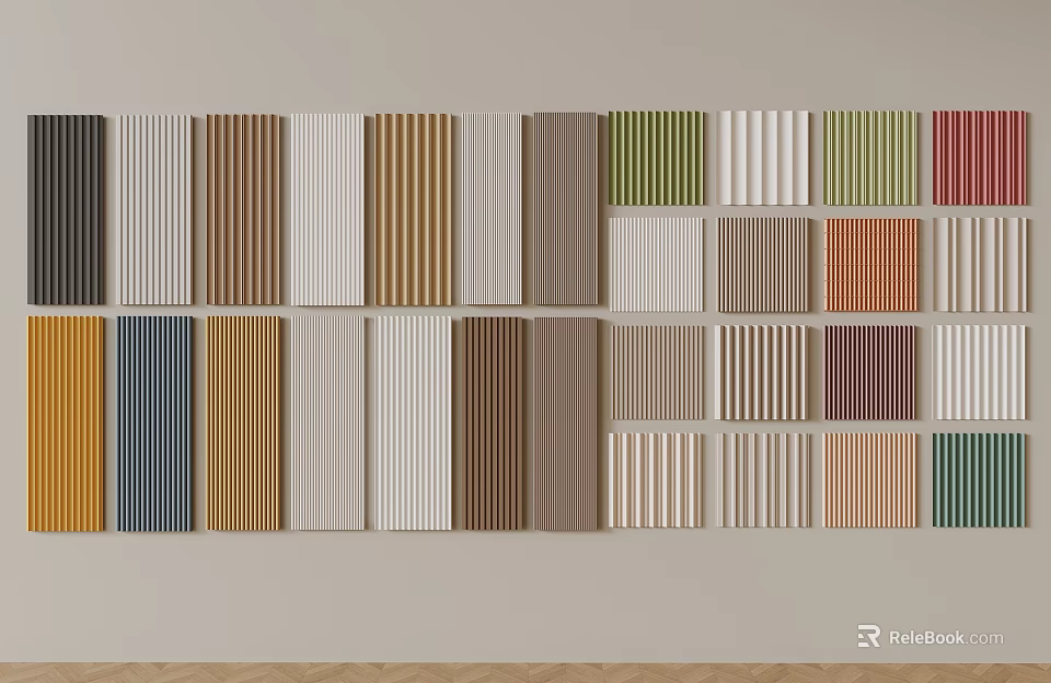 Various Wall Panels With Different Colors Textures Patterns And Designs For Home Interior 3d model 