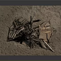 Garden Ornament Handmade Stacked Design with Natural Twigs and Planks on Square Sandy Base