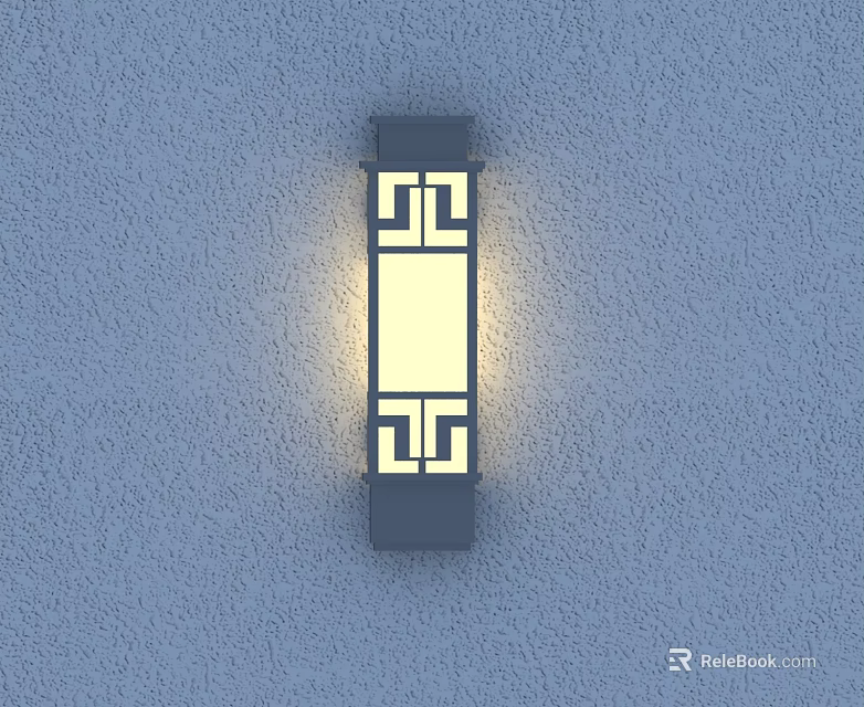 Illuminated Wall Lamp With Black Frame And Geometric Patterns On Gray Textured Wall 3d model