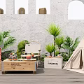 Cozy Teepee Tent Setup Featuring Wooden Crate Folding Chair Green Plants White Wall Arched Windows