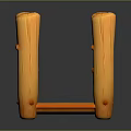 Yellow Wooden Footbridge Design With Wooden Posts Planks And Ropes