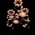 Floral Pink Chandelier Design With Flower Shaped Lights And Curved Metal Frames For Indoor Mall