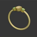 Elegant Gold Ring Design With Center Gemstone And Two Side Stones 3d model