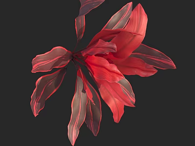 Lush Tropical Arbor Displaying Red and Deep Red Leaves with Pink Stripes 3d model