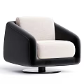 Modern Single Sofa With Black And Beige Fabric Upholstery Round Base Armrests