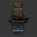 Adjustable Medical Chair With Brown Leather Upholstery Green Metal Frame Armrests And Footrest