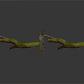 Green Plant Branches With Brown Spots And Gray Stone Placed In The Middle