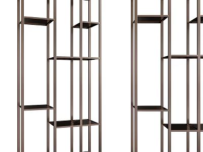 Modern Metal Shelving Units With Open Shelves And Minimalist Geometric Design 3d model