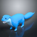 Blue Otter 3D Model Toy Figure With Shiny Surface On Dark Background 3d model
