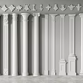 European Roman Column Carved Plaster Line Corner 3d model