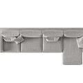 Modern Sectional Sofa With Neutral Linen Fabric Plush Pillows And Modular Design 3d model