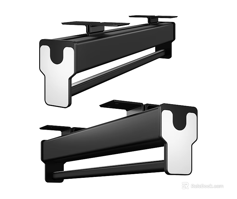Two Black Metal Support Brackets With White Base For Heavy Duty Mounting 3d model 