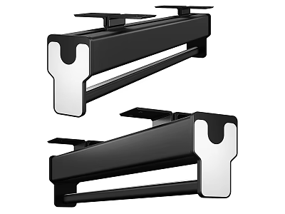 Two Black Metal Support Brackets With White Base For Heavy Duty Mounting 3d model