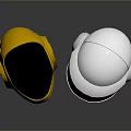 Futuristic Weapon Helmets With Golden And Silver Metallic Finish And Black Visors