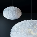 Elegant White Feather Chandelier Hanging In Modern Dark Background Interior Design 3d model