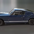 Classic Blue Two Door Sports Car With White Stripes GT350H And Black Wheels