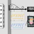 Café Decorative Lights With Neon Coffee Sign Yellow Blue Glow Wall Mounted Design