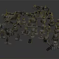 Cartoon Sci Fi Mechanical Scene With 3D Rendered Metal Structures Pipes Platforms And Towers