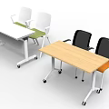 Modern Conference Tables with Green and Black Chairs on Wheels Wooden and White Tops