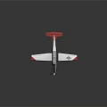 Red White And Black Airplane With Propeller Canopy US Logo Wings And Reflection