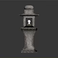 Elegant Traditional Stone Lantern With Intricate Carved Details And Square Base