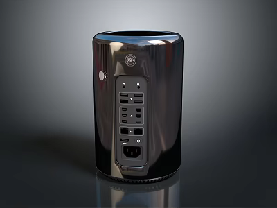 Modern Black Cylindrical Multi Functional Power Strip With USB Ports And AC Outlets 3d model