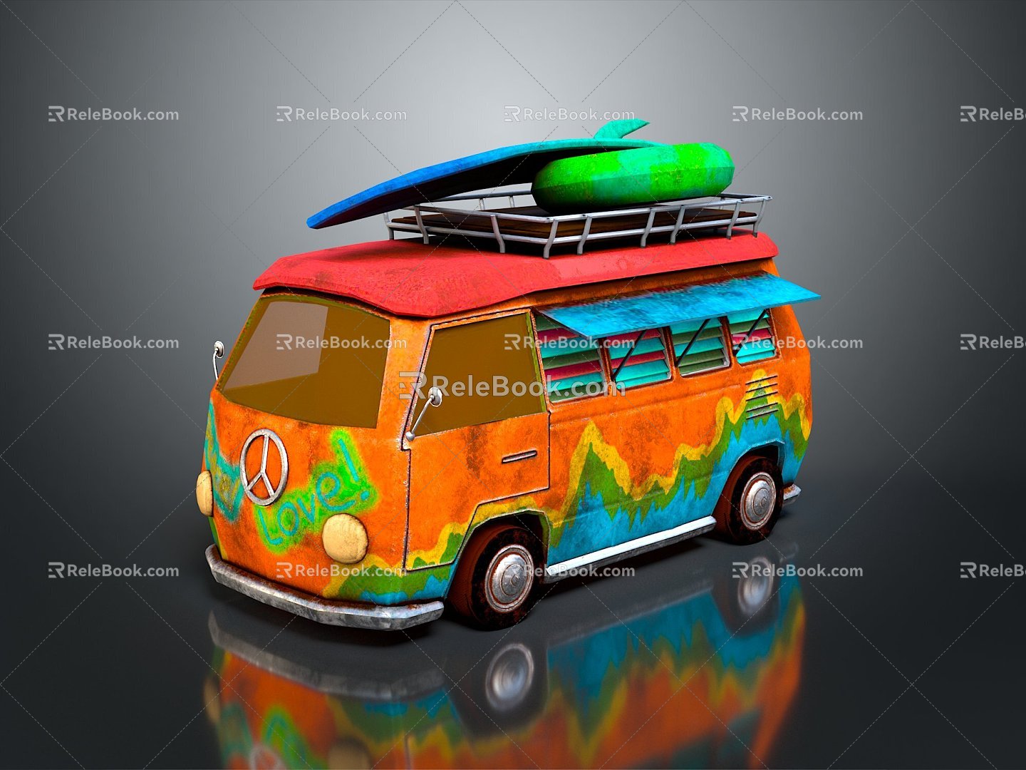 minibus minibus minivan driverless bus bus school bus van box car 3d model